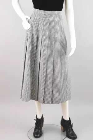 90s Houndstooth Plaid Pleated Midi Skirt, Women's 30" Waist