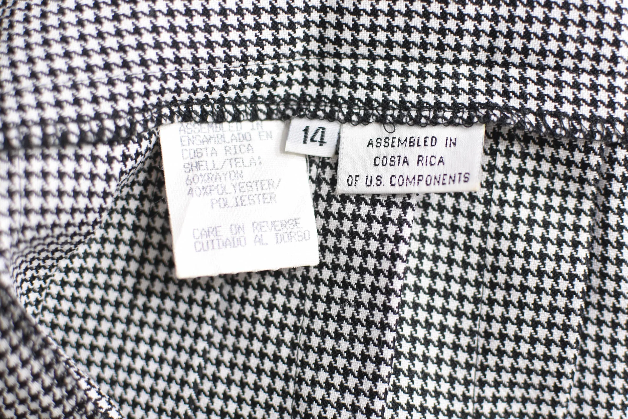 90s Houndstooth Plaid Pleated Midi Skirt, Women's 30" Waist