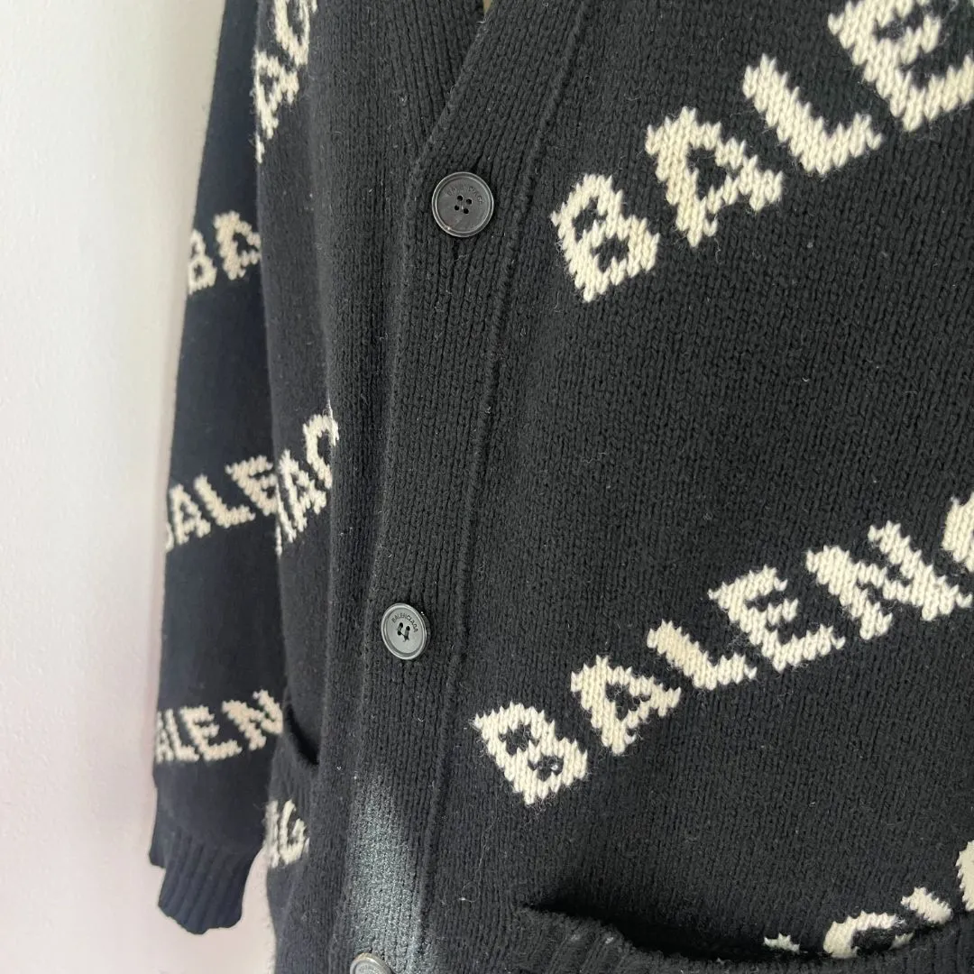 Balenciaga logo oversized knitted cardigan