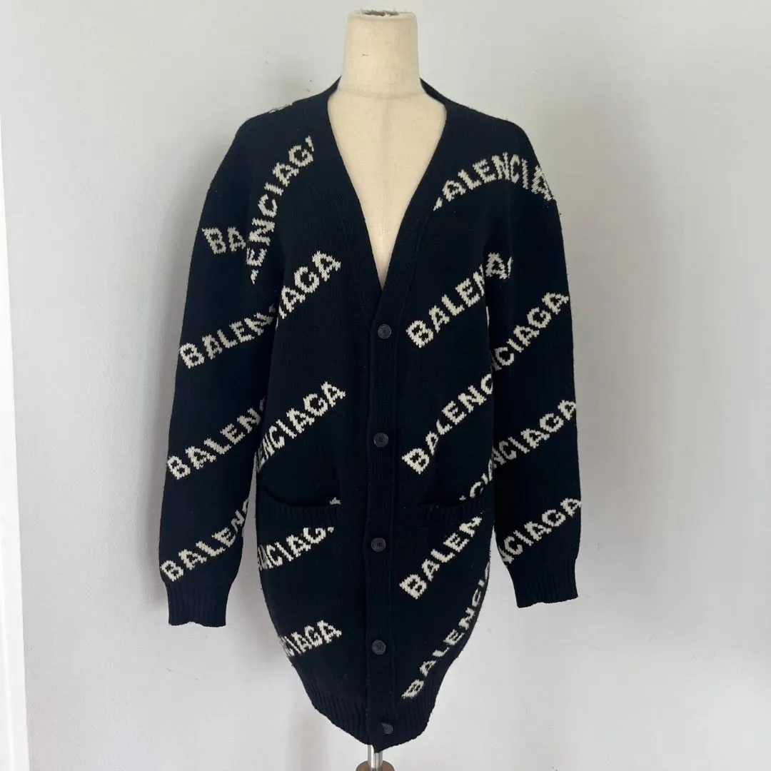 Balenciaga logo oversized knitted cardigan