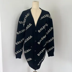 Balenciaga logo oversized knitted cardigan