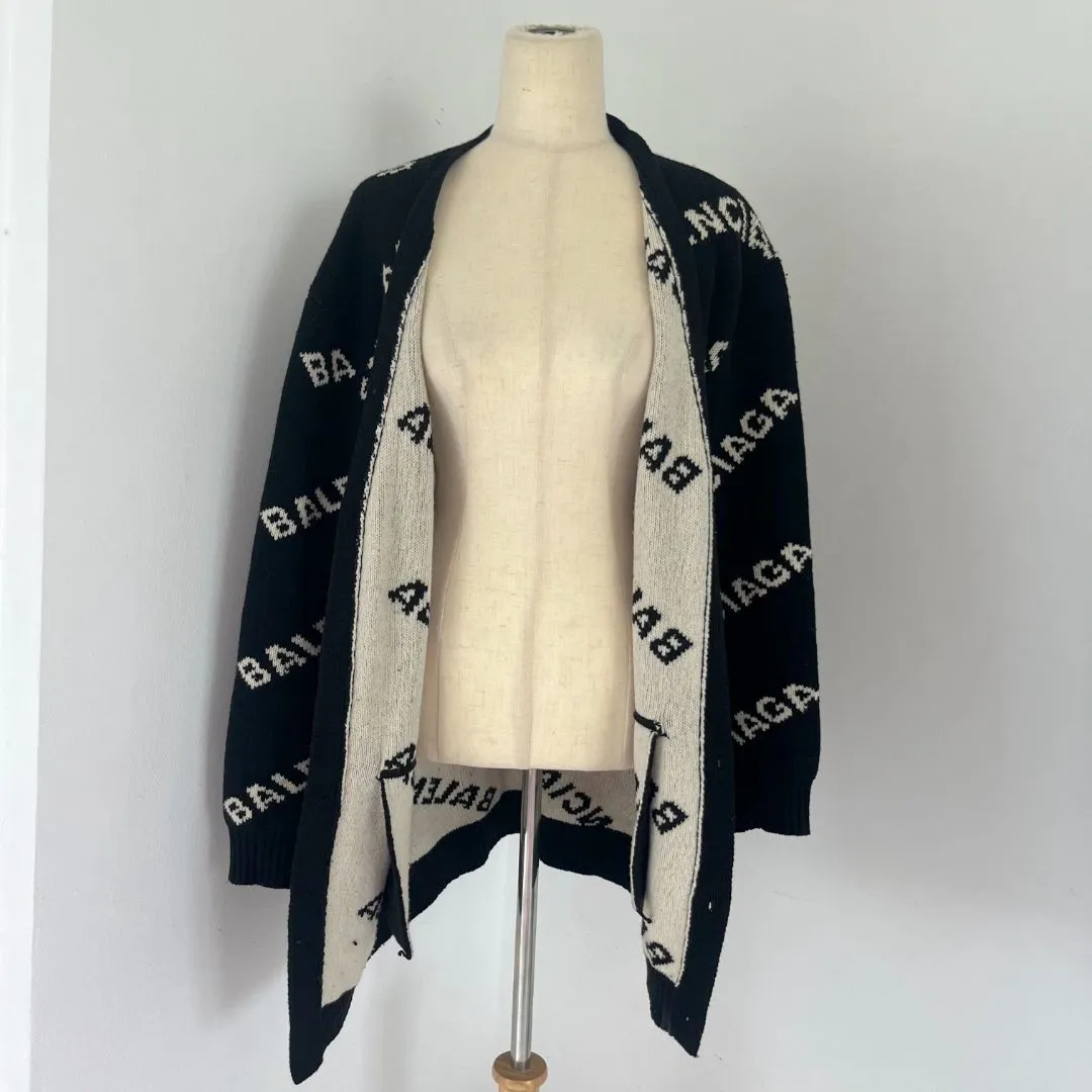 Balenciaga logo oversized knitted cardigan