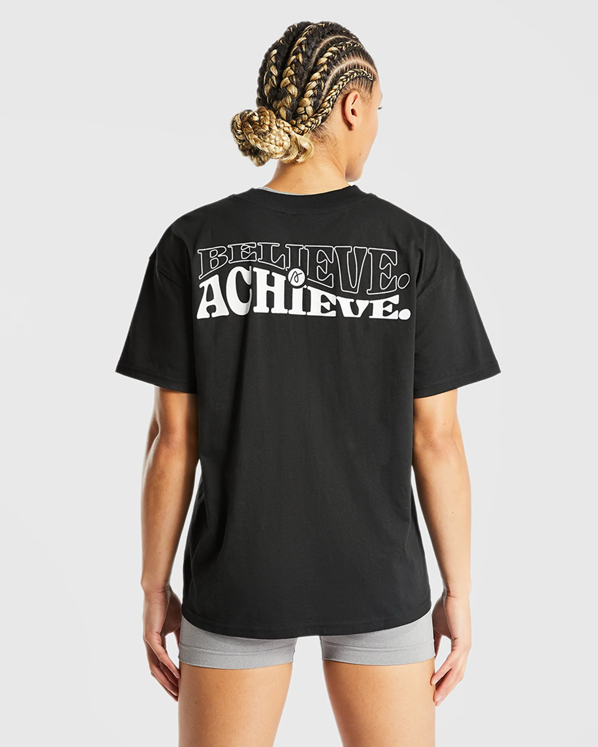 Believe Achieve Oversized T Shirt - Black