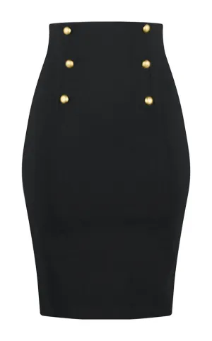 Black Retro Glam High Waist Pin Up Pencil Skirt