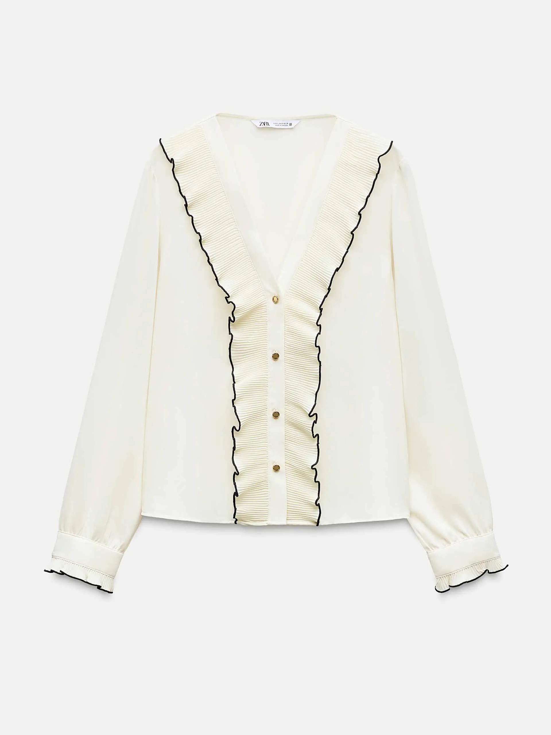 Blouse with pleated ruffles