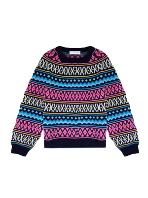 Bonnie Fair Isle Heritage Navy Wool Cashmere Jumper