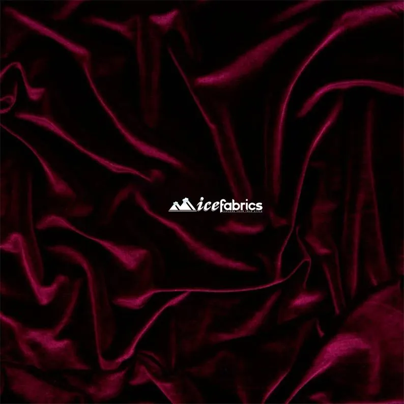 Burgundy Luxury Stretch Velvet Fabric _ Spandex Fabric