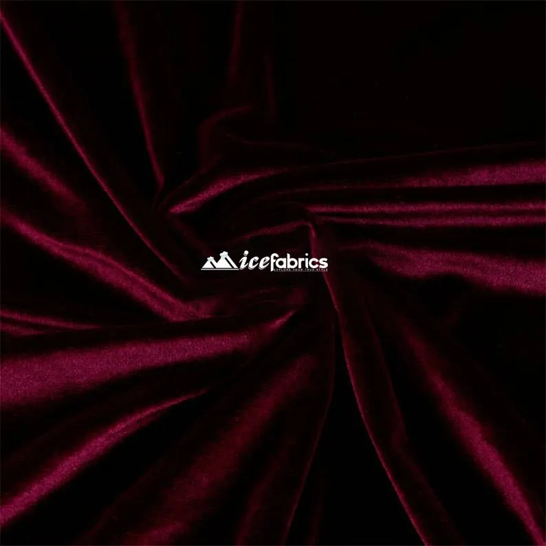 Burgundy Luxury Stretch Velvet Fabric _ Spandex Fabric