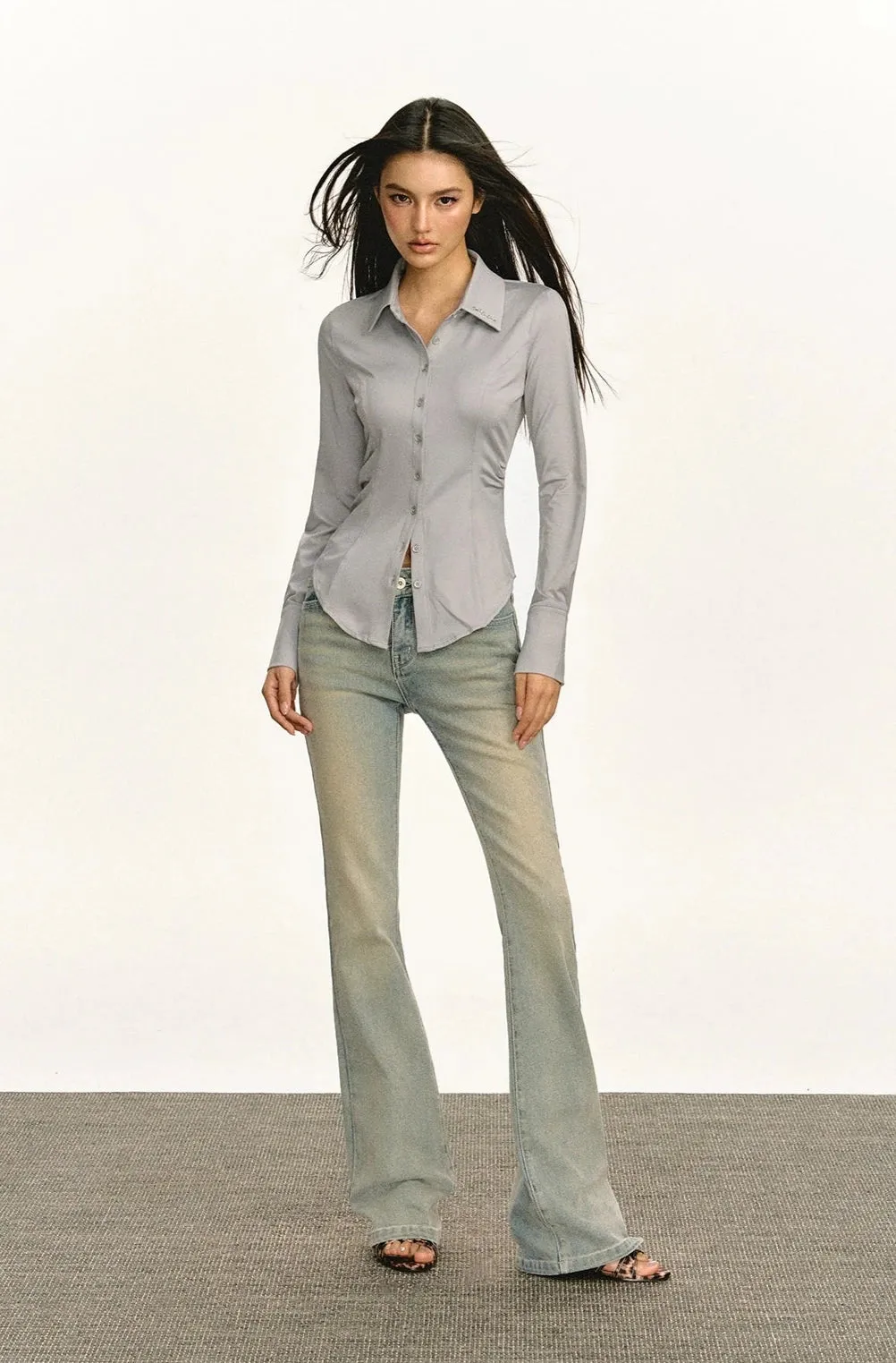 Classic Button-Up Long Sleeve Blouse
