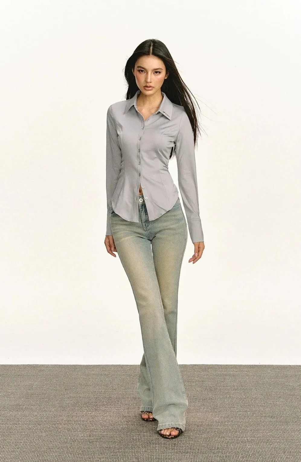 Classic Button-Up Long Sleeve Blouse