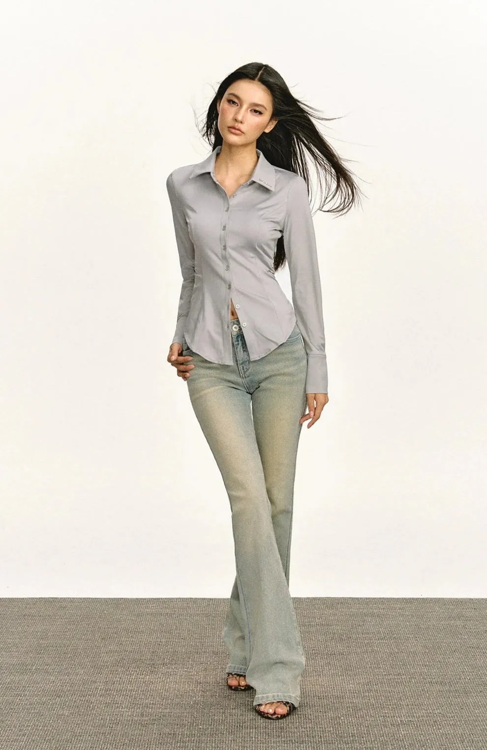 Classic Button-Up Long Sleeve Blouse