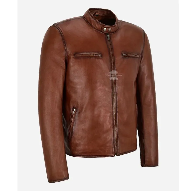 Dark Saddle Leather Jacket For Men's Classic Racer Biker Leather Jacket