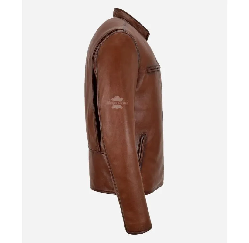 Dark Saddle Leather Jacket For Men's Classic Racer Biker Leather Jacket