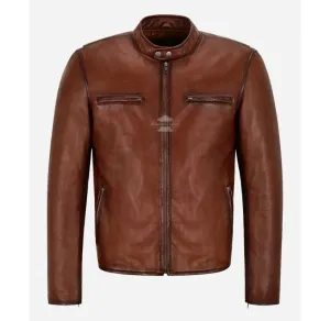 Dark Saddle Leather Jacket For Men's Classic Racer Biker Leather Jacket