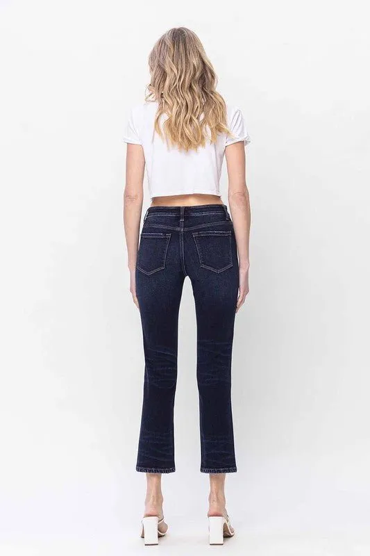 Dark Wash Mid Rise Straight Jeans