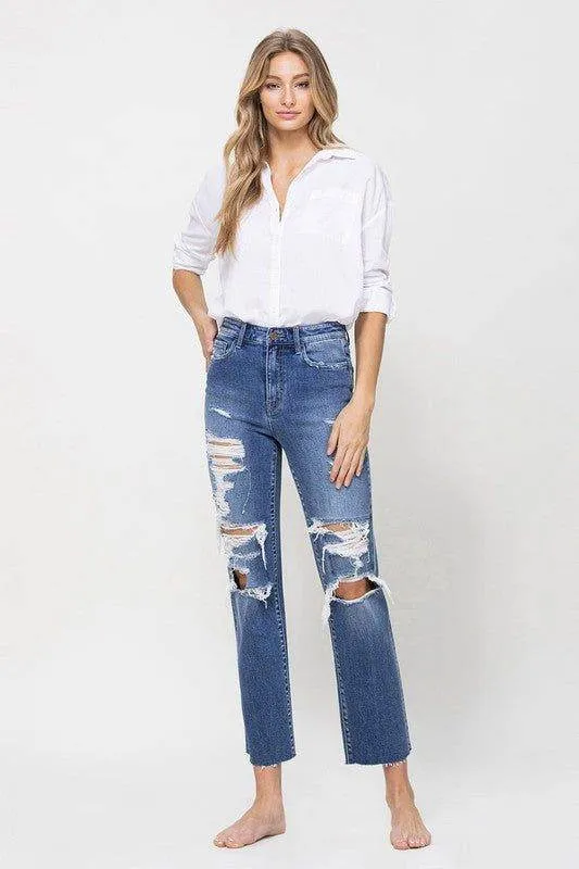 Flying Monkey | Distressed High Rise Ankle Relaxed Straight