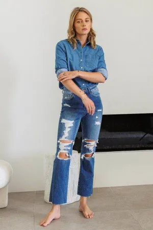Flying Monkey | Distressed High Rise Ankle Relaxed Straight