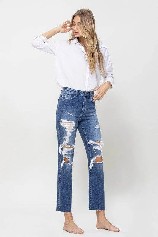 Flying Monkey | Distressed High Rise Ankle Relaxed Straight