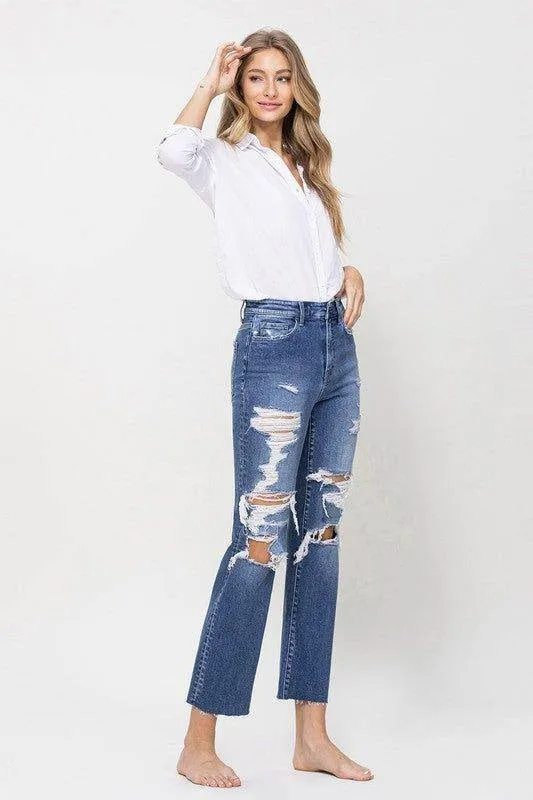 Flying Monkey | Distressed High Rise Ankle Relaxed Straight
