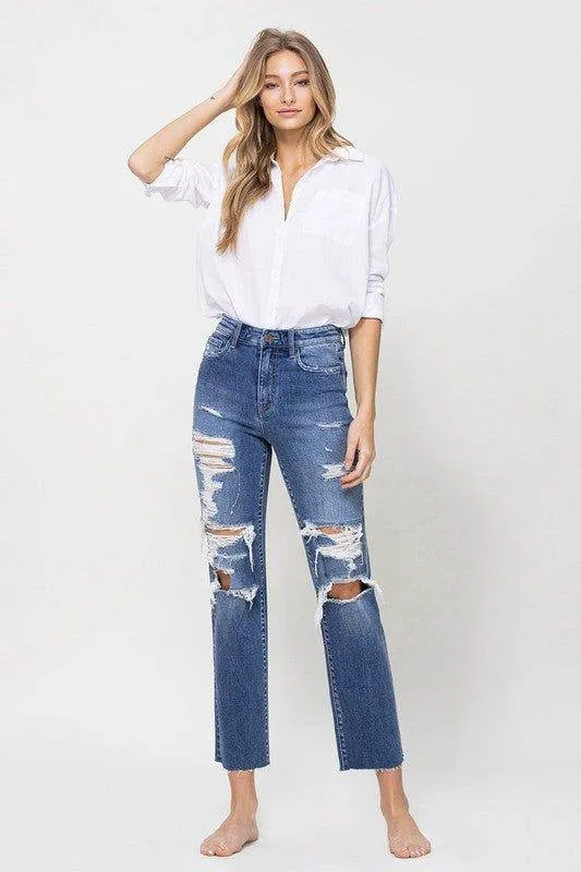 Flying Monkey | Distressed High Rise Ankle Relaxed Straight
