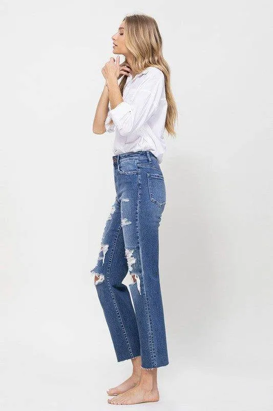 Flying Monkey | Distressed High Rise Ankle Relaxed Straight