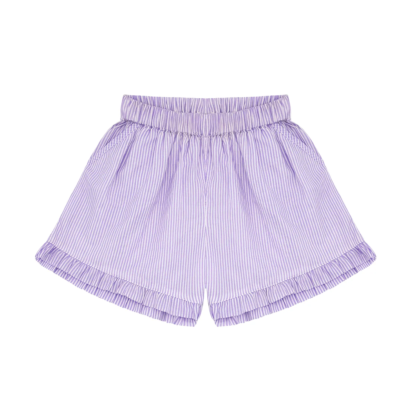 girls lavender stripe ruffle short