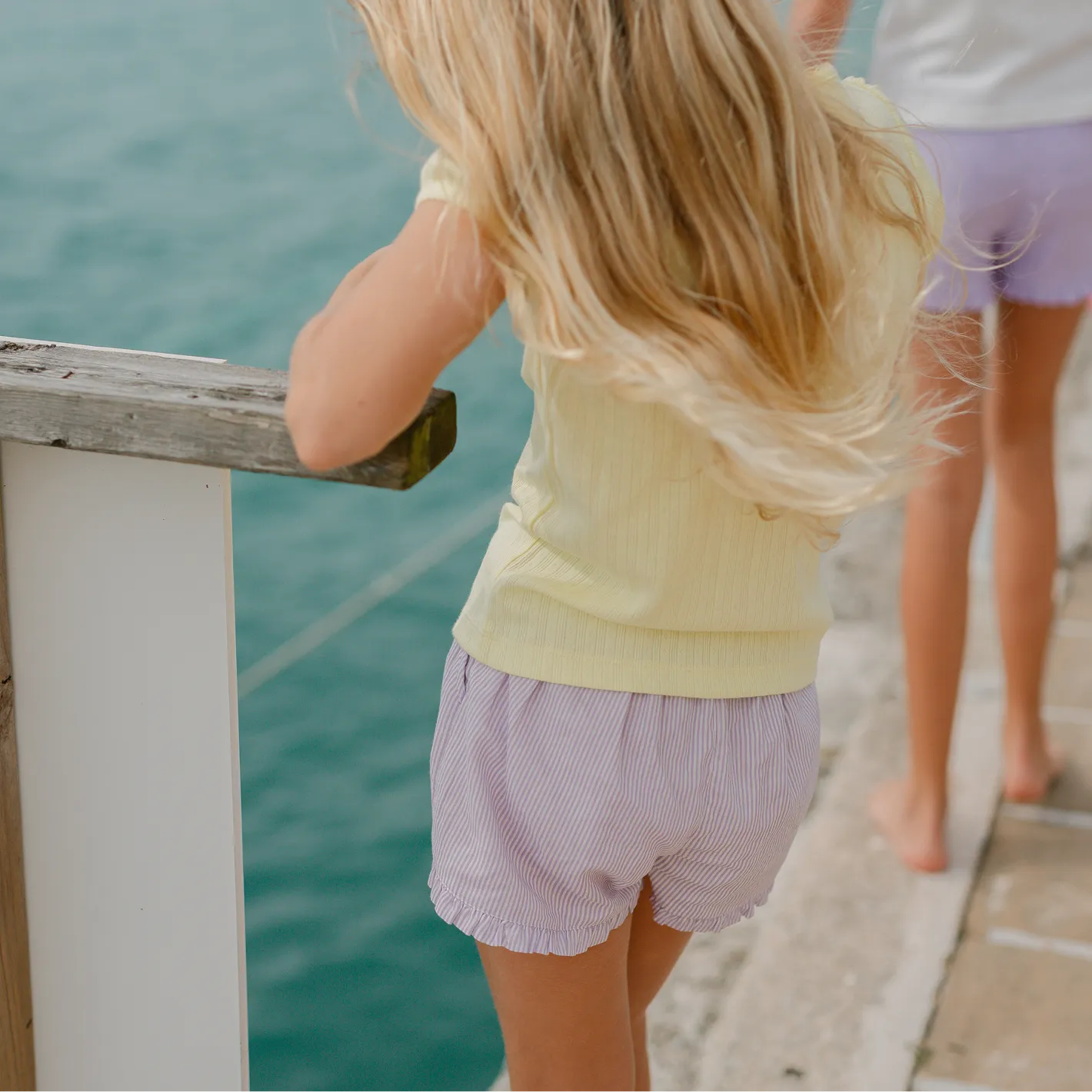 girls lavender stripe ruffle short