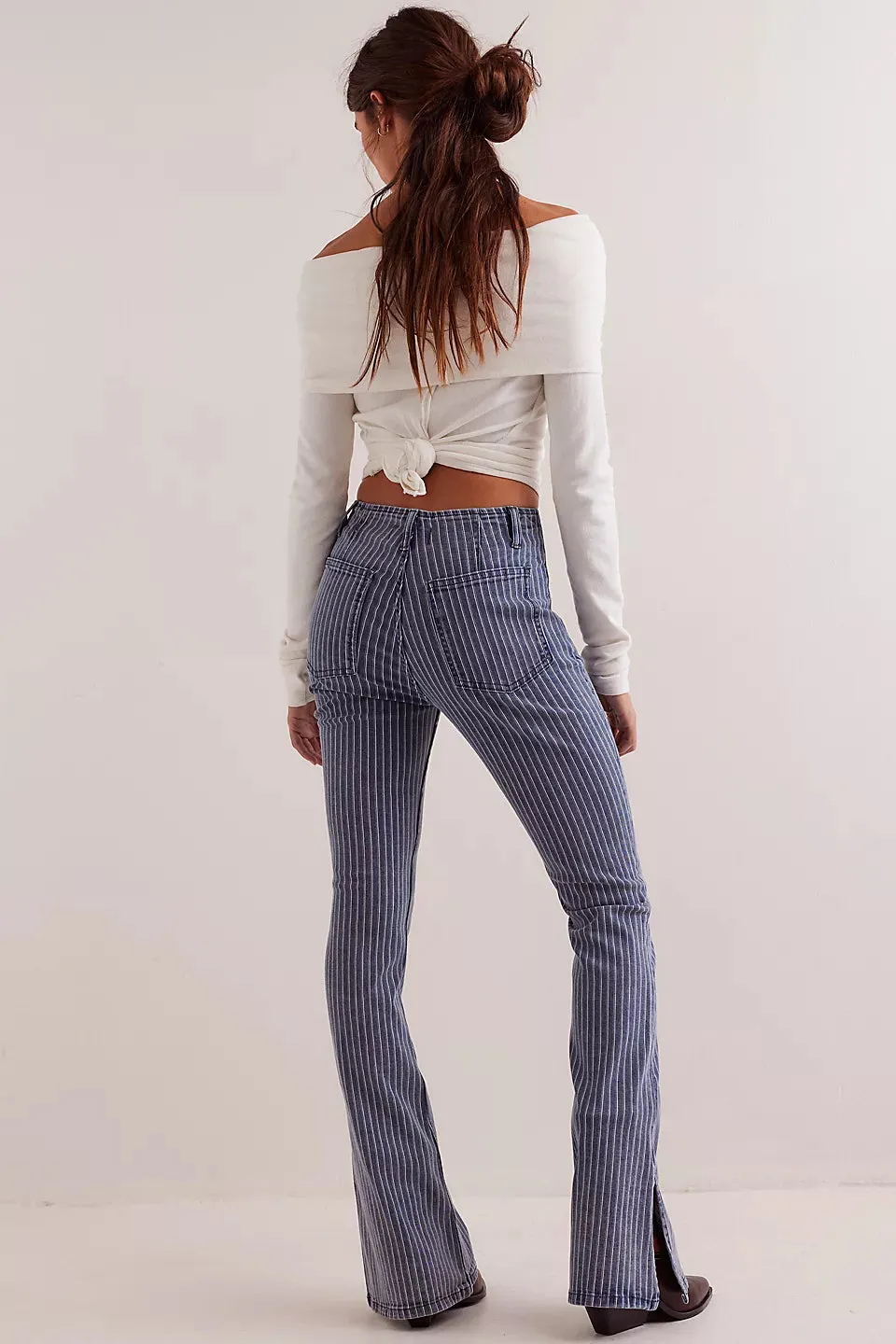 Level Up Stripe Slim Flare Jeans