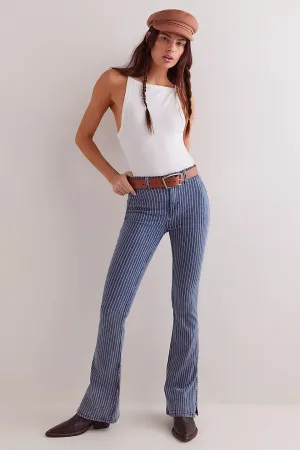 Level Up Stripe Slim Flare Jeans