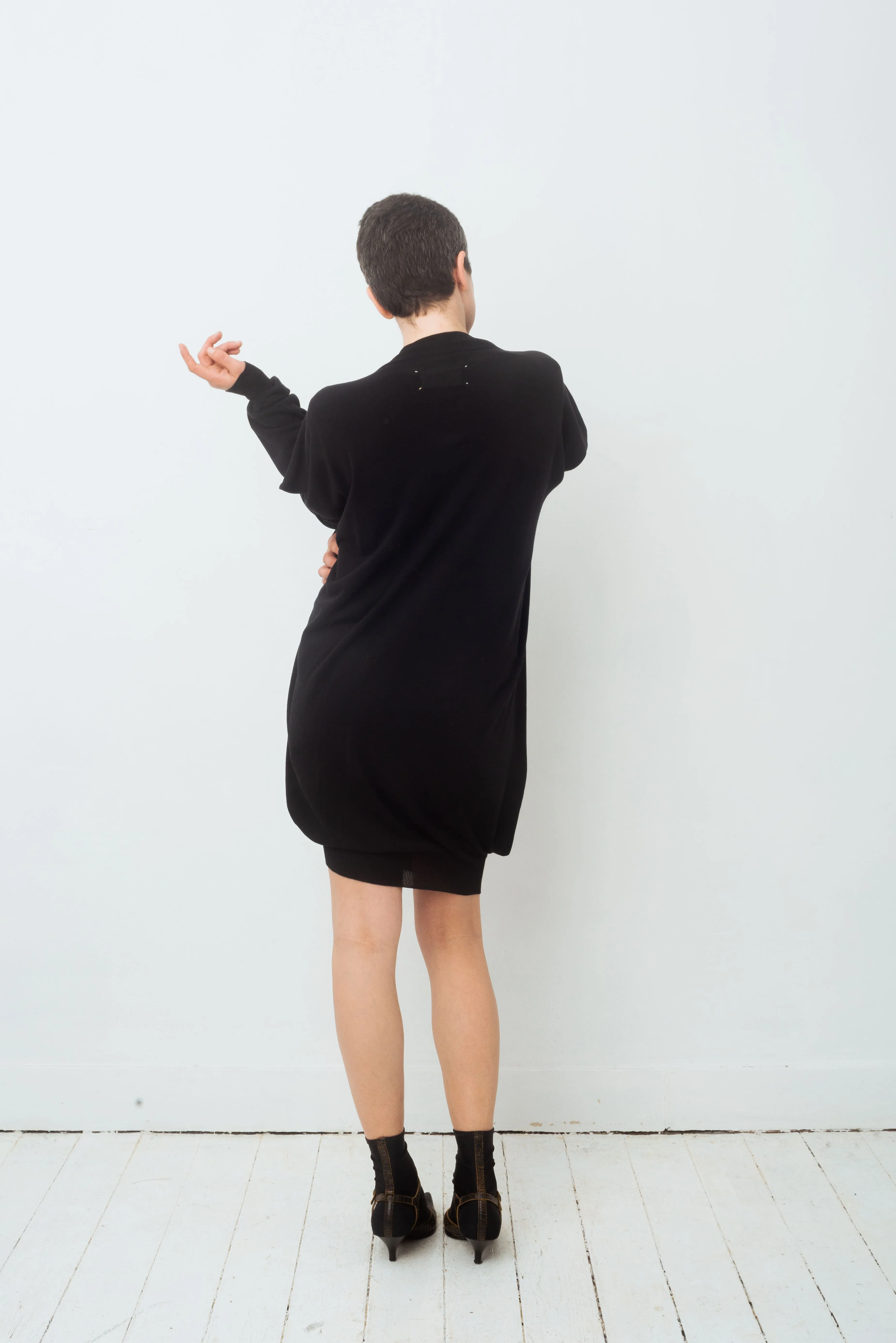 Martin Margiela line 0 square shaped black maxi cardigan