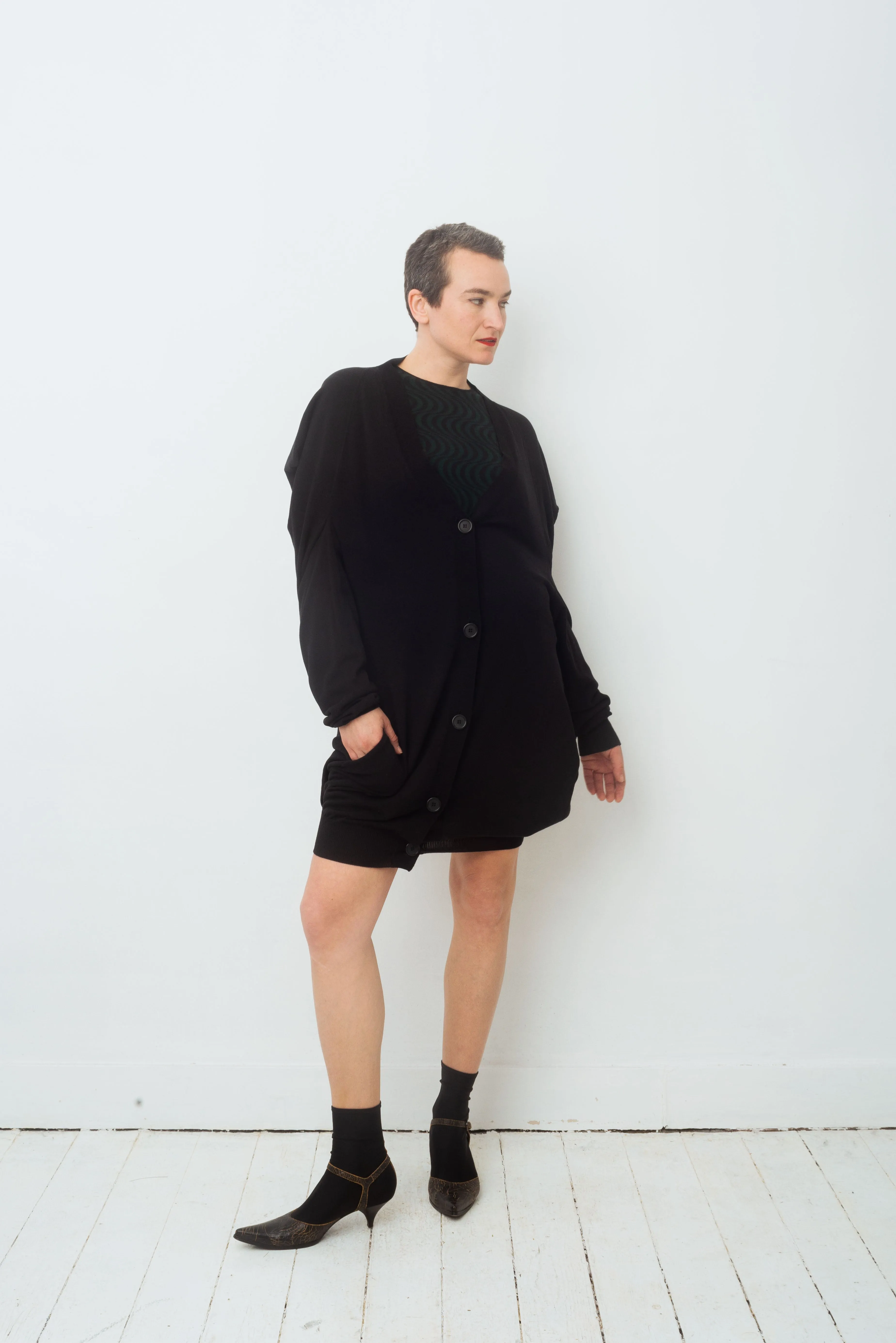 Martin Margiela line 0 square shaped black maxi cardigan