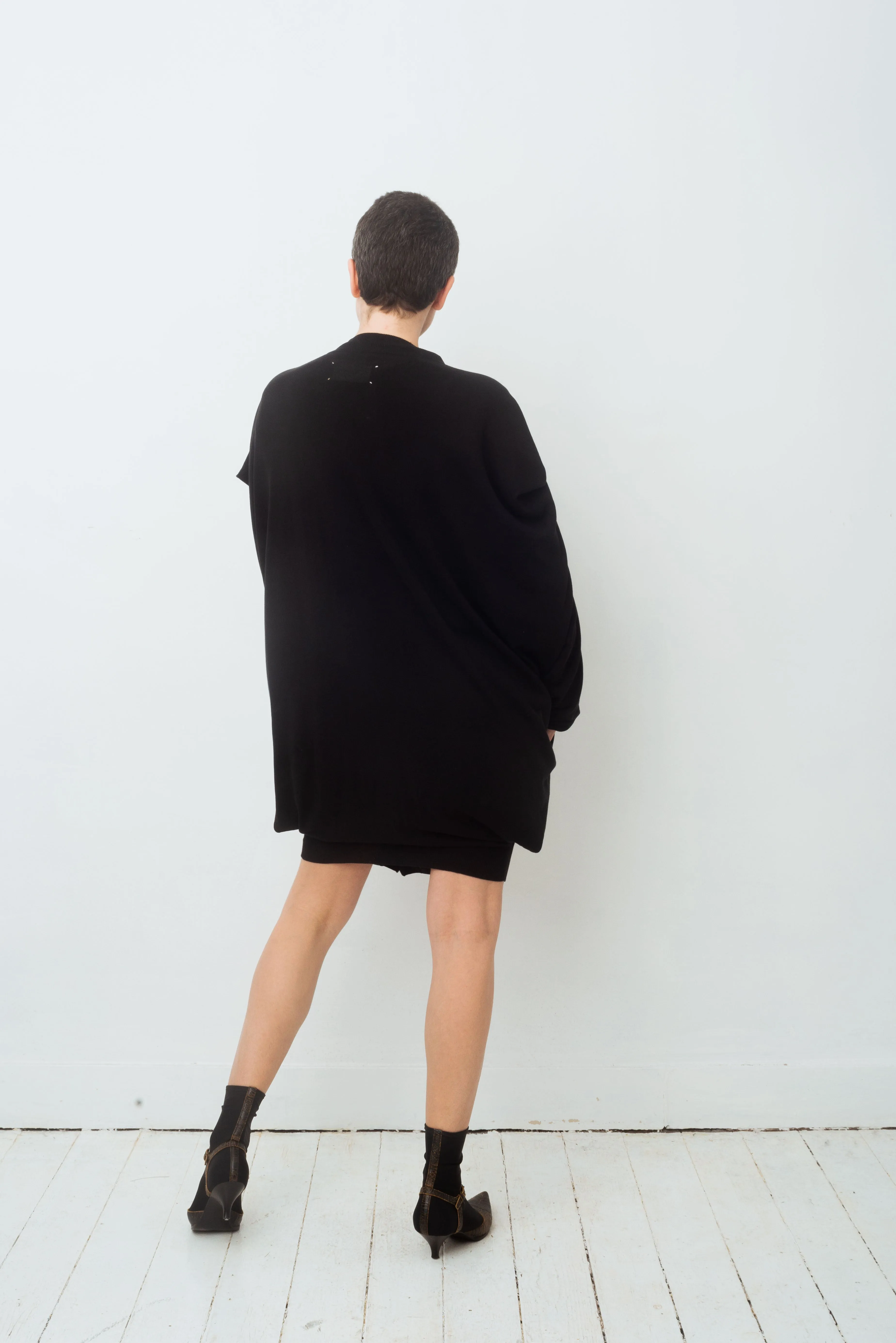 Martin Margiela line 0 square shaped black maxi cardigan
