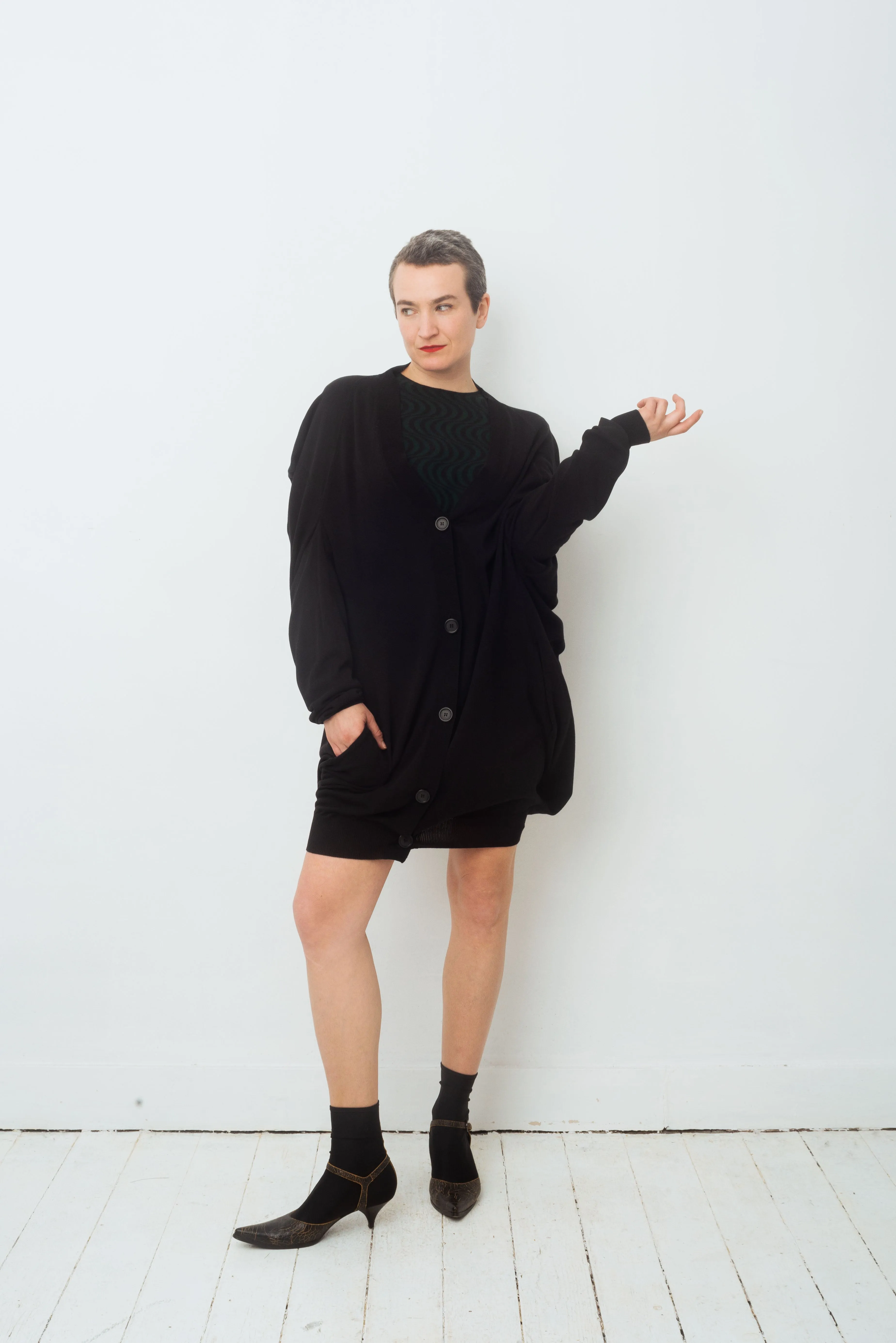 Martin Margiela line 0 square shaped black maxi cardigan