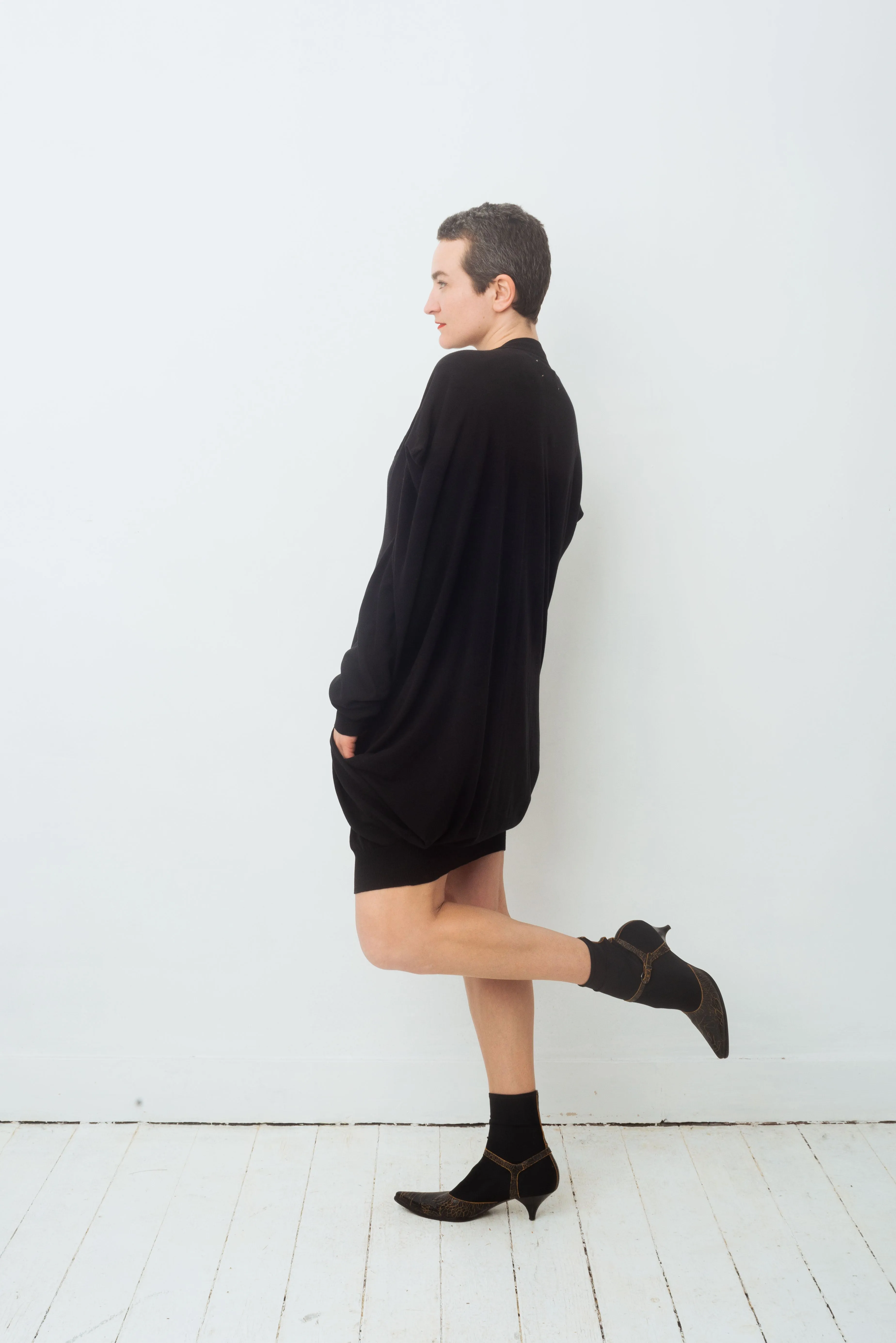 Martin Margiela line 0 square shaped black maxi cardigan