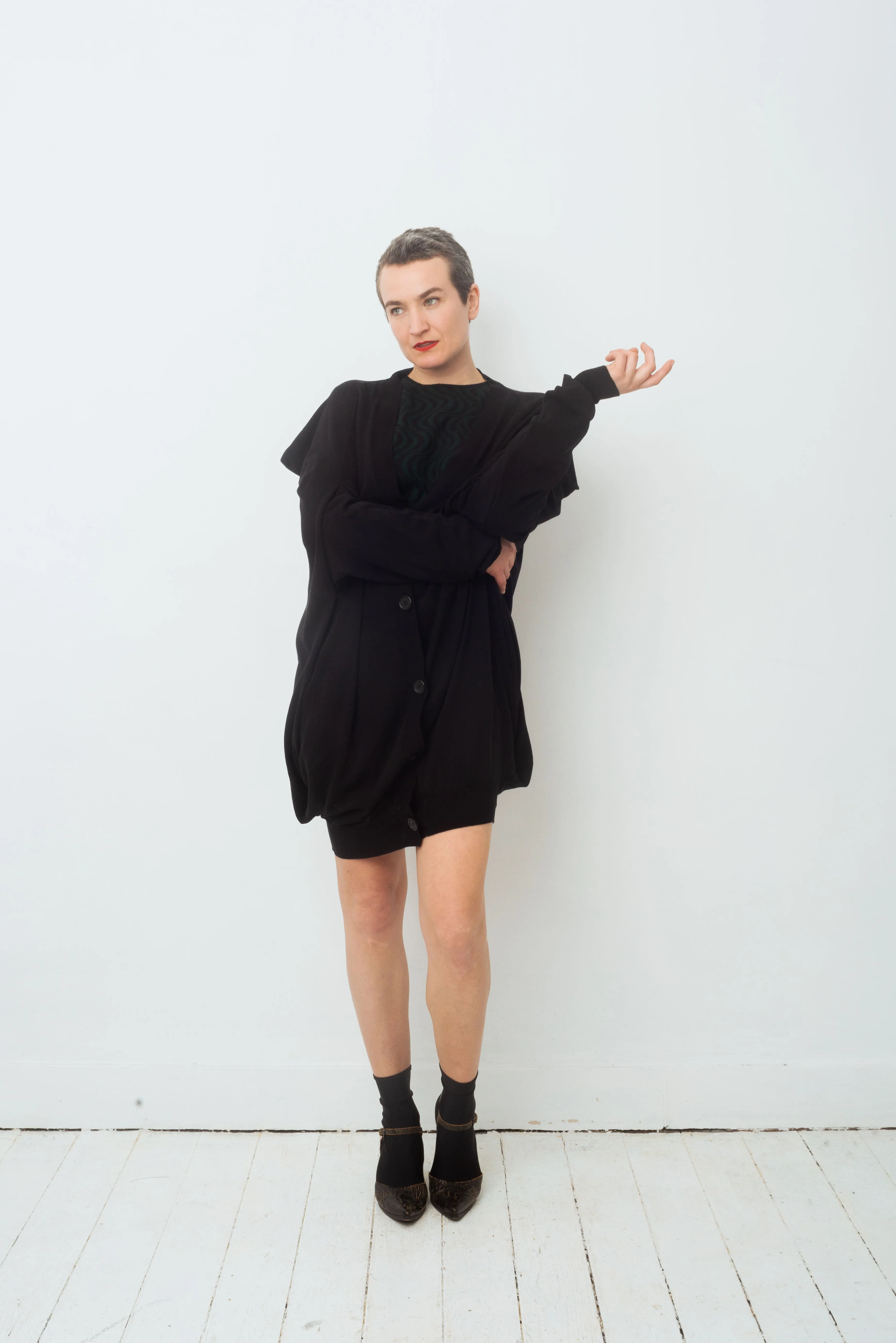 Martin Margiela line 0 square shaped black maxi cardigan