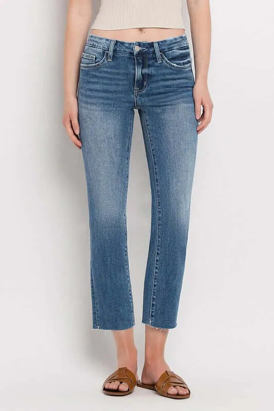 Midnight in Paris Mid Rise Crop Slim Straight Jeans