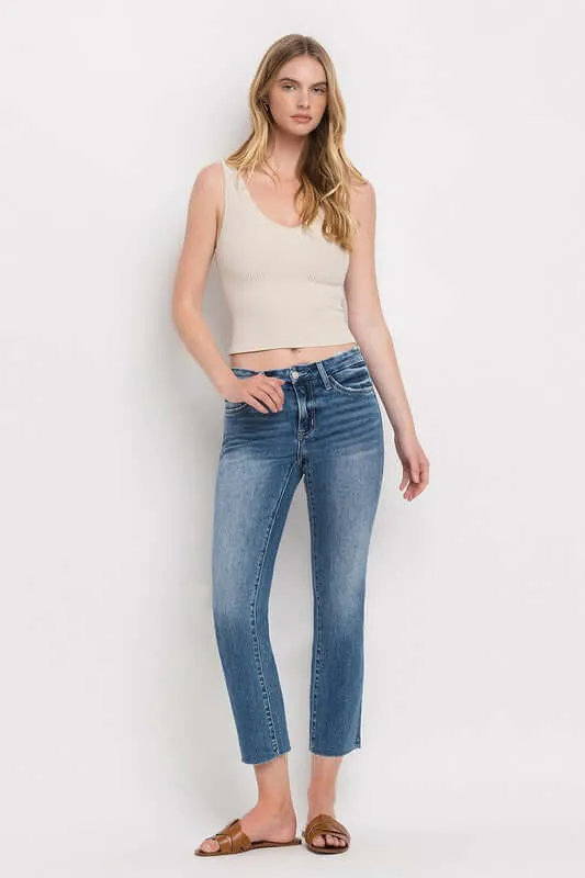 Midnight in Paris Mid Rise Crop Slim Straight Jeans