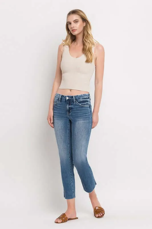 Midnight in Paris Mid Rise Crop Slim Straight Jeans