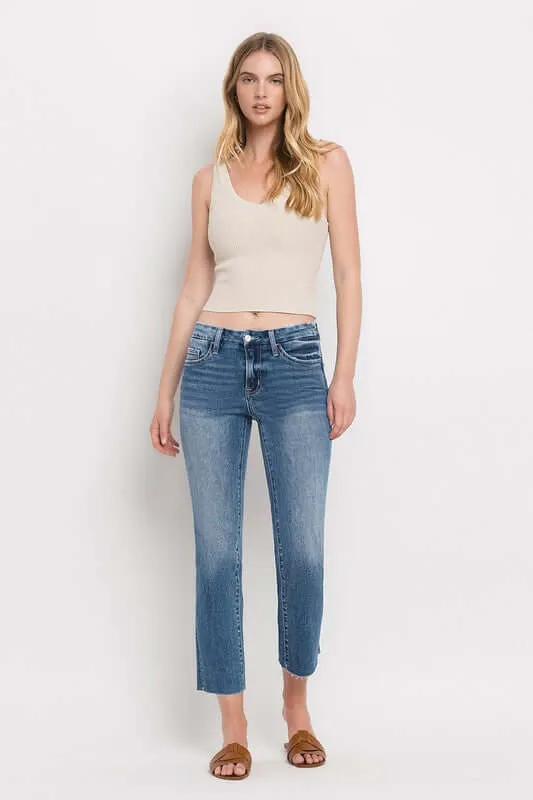 Midnight in Paris Mid Rise Crop Slim Straight Jeans