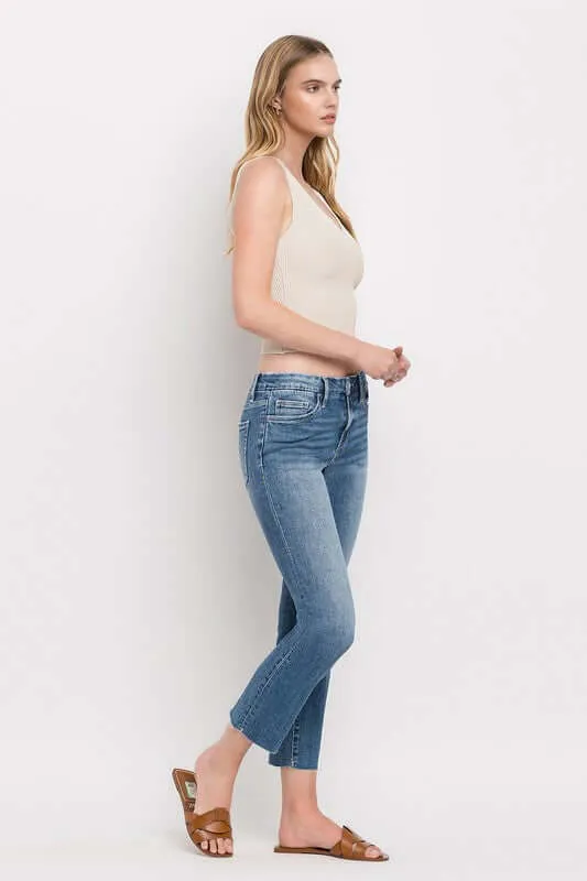 Midnight in Paris Mid Rise Crop Slim Straight Jeans