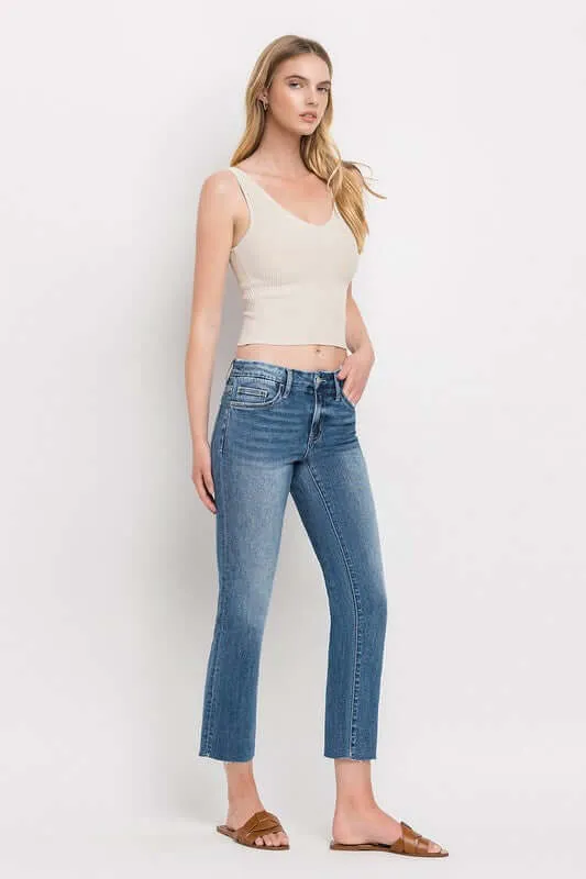 Midnight in Paris Mid Rise Crop Slim Straight Jeans
