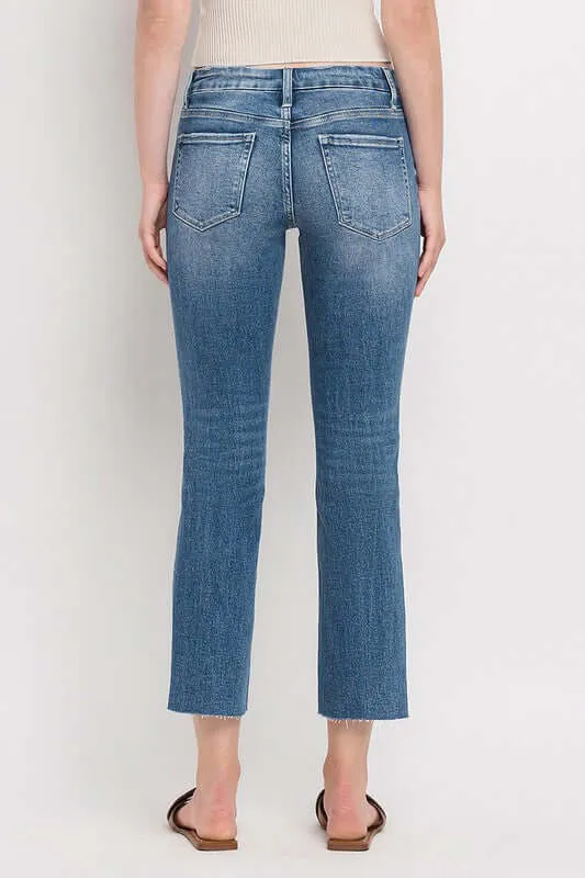 Midnight in Paris Mid Rise Crop Slim Straight Jeans