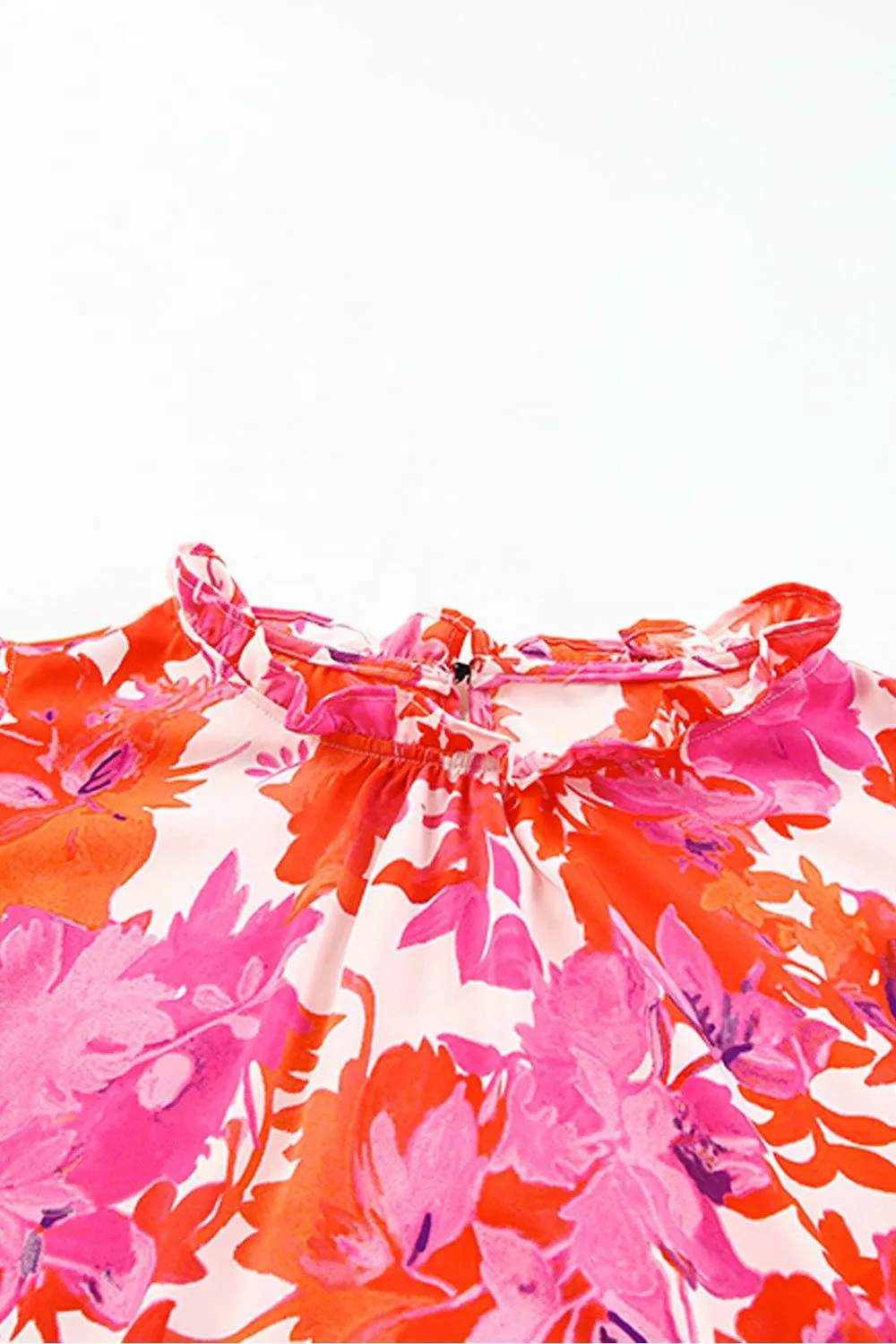 NicholesGifts Plus Size Women Floral Flutter Sleeve Round Neck Blouse