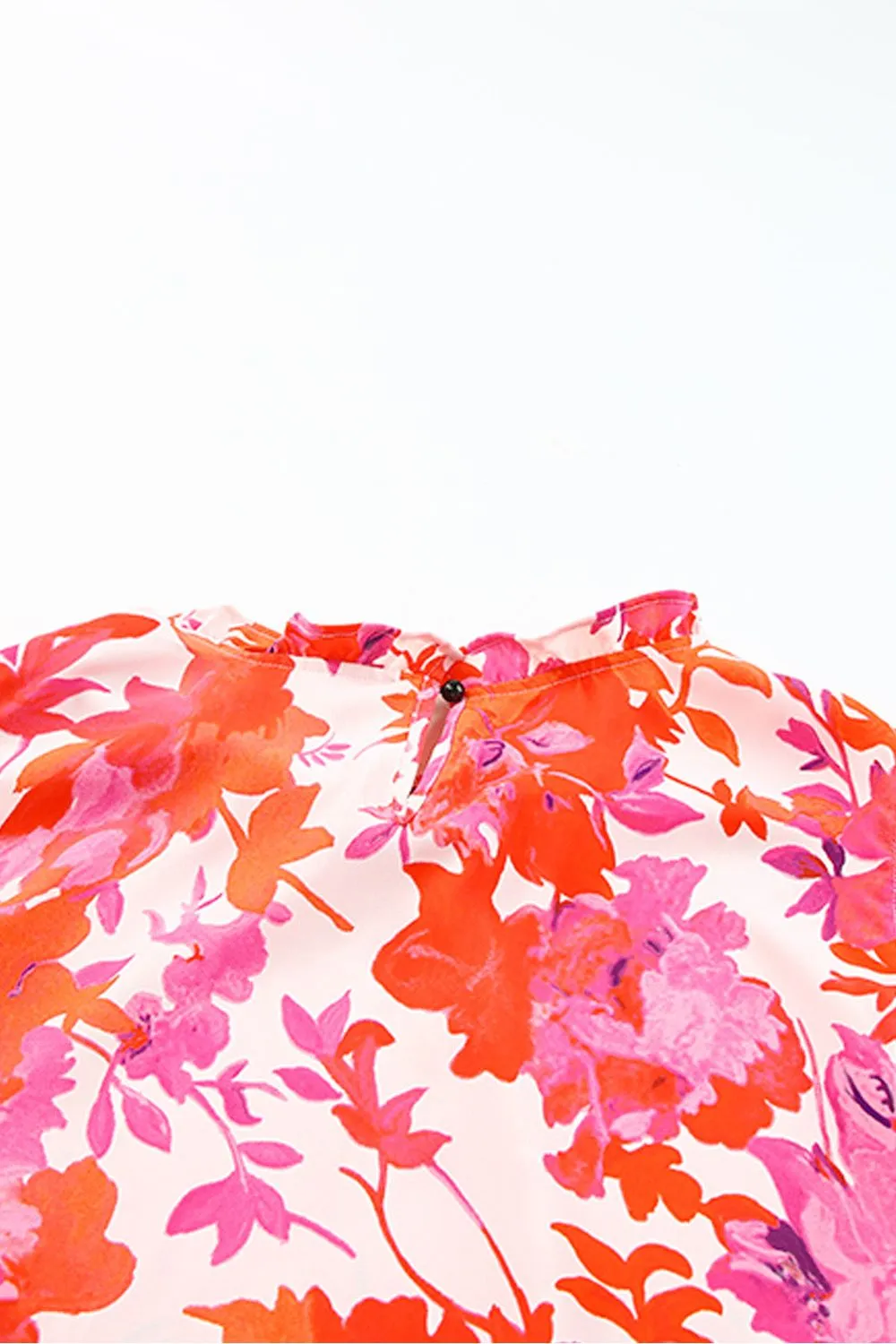 NicholesGifts Plus Size Women Floral Flutter Sleeve Round Neck Blouse