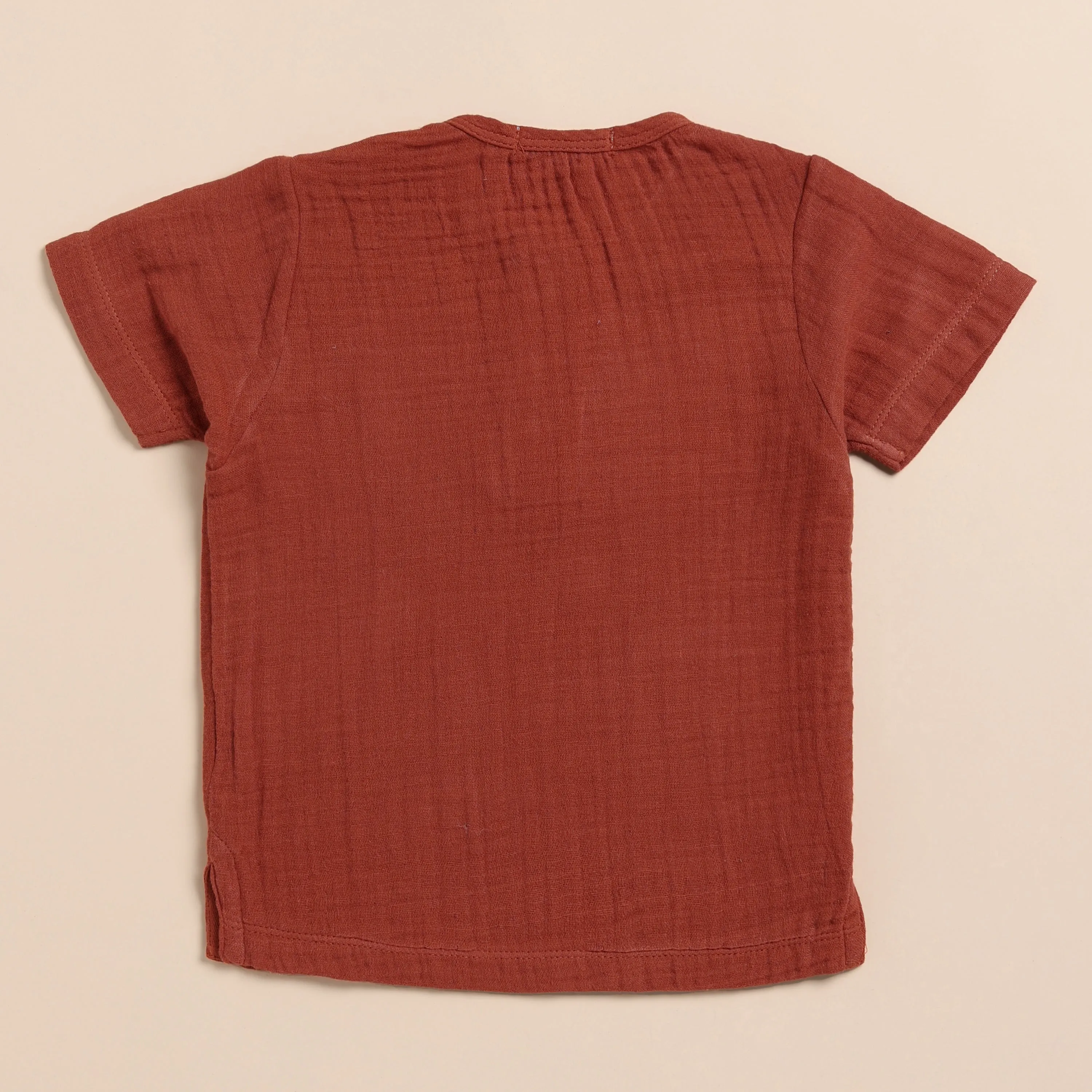 Picante Organic Muslin Short Sleeve Henley Tshirt With Lounge Pant Set
