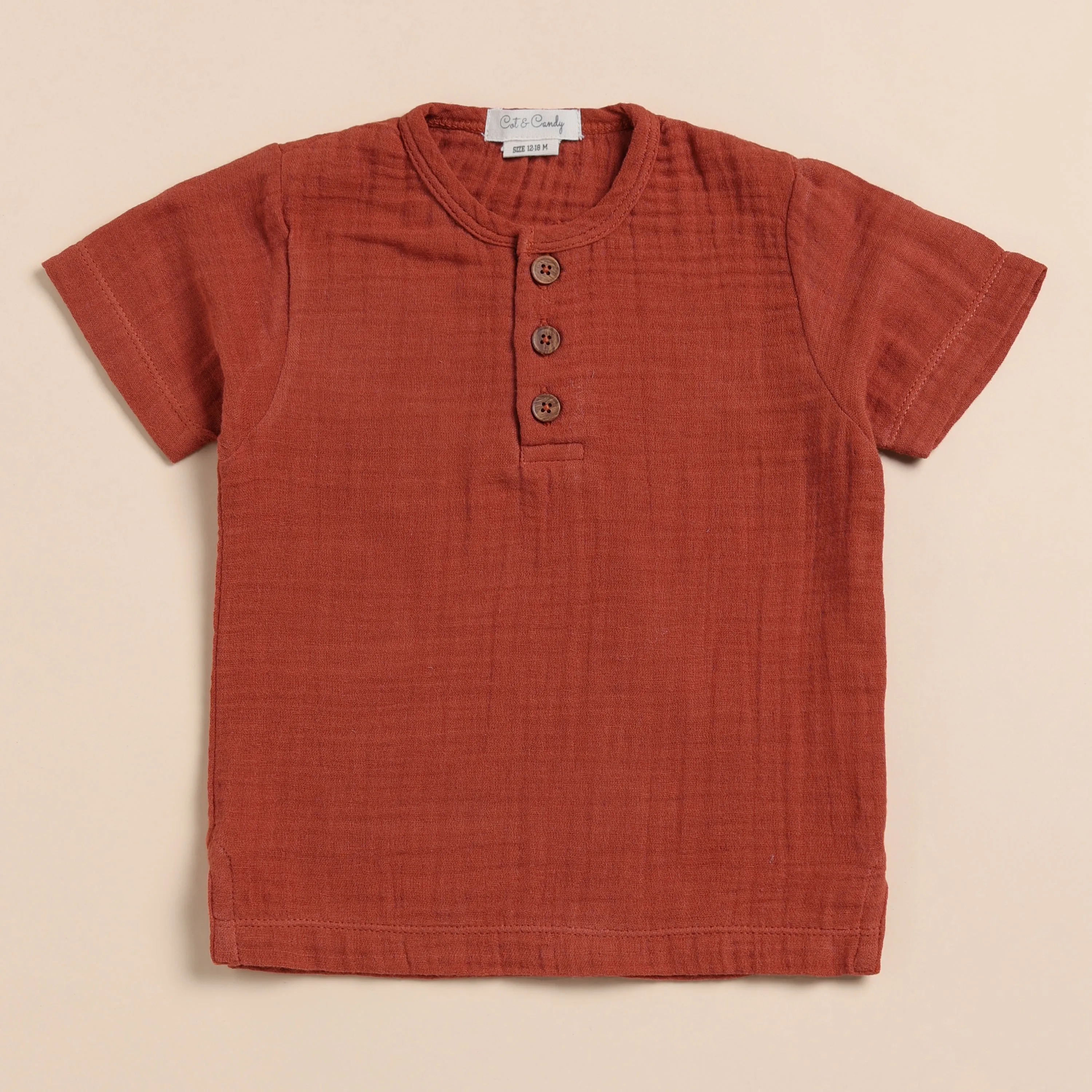 Picante Organic Muslin Short Sleeve Henley Tshirt With Lounge Pant Set