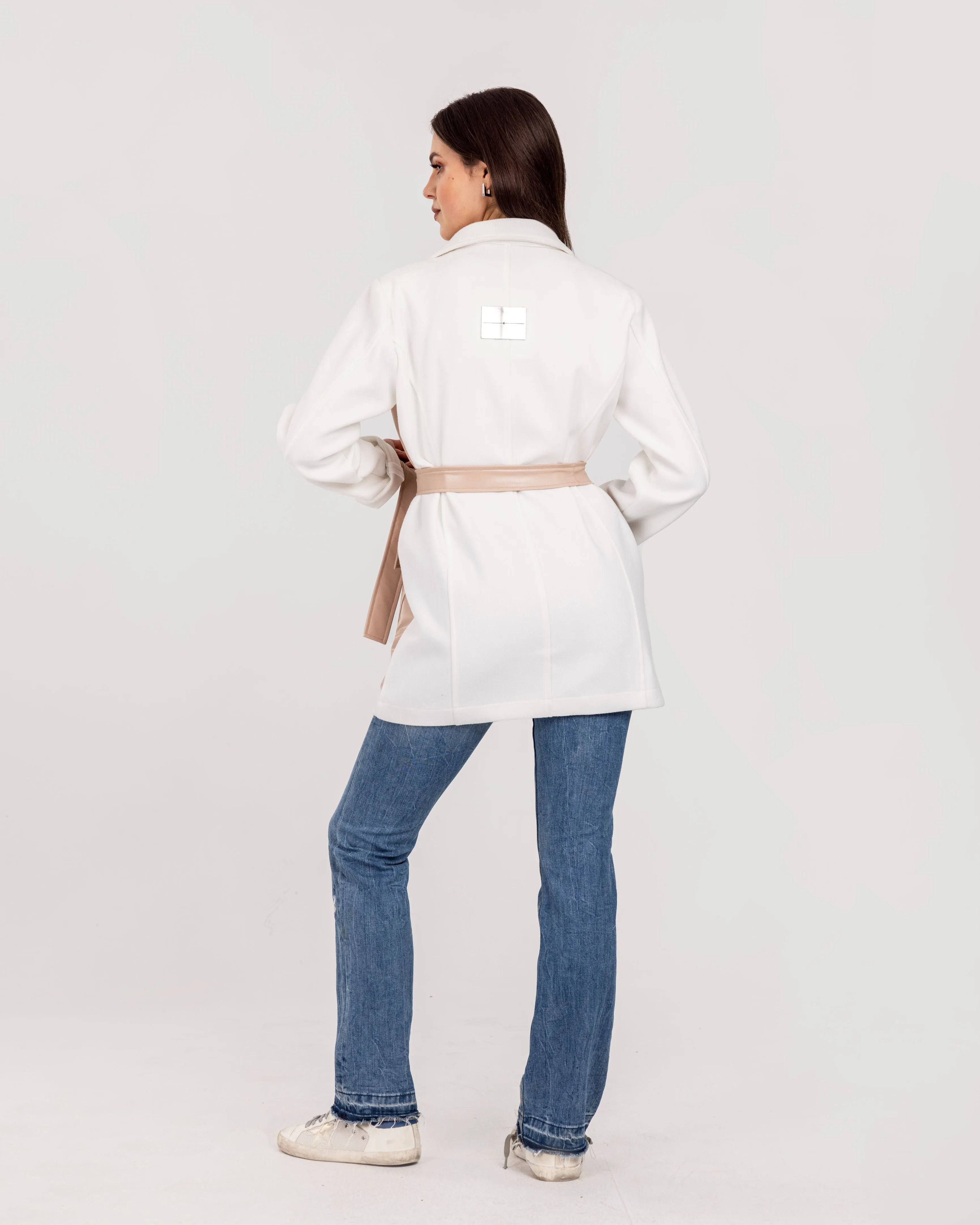 Powder Pink Cargo Leather Jacket