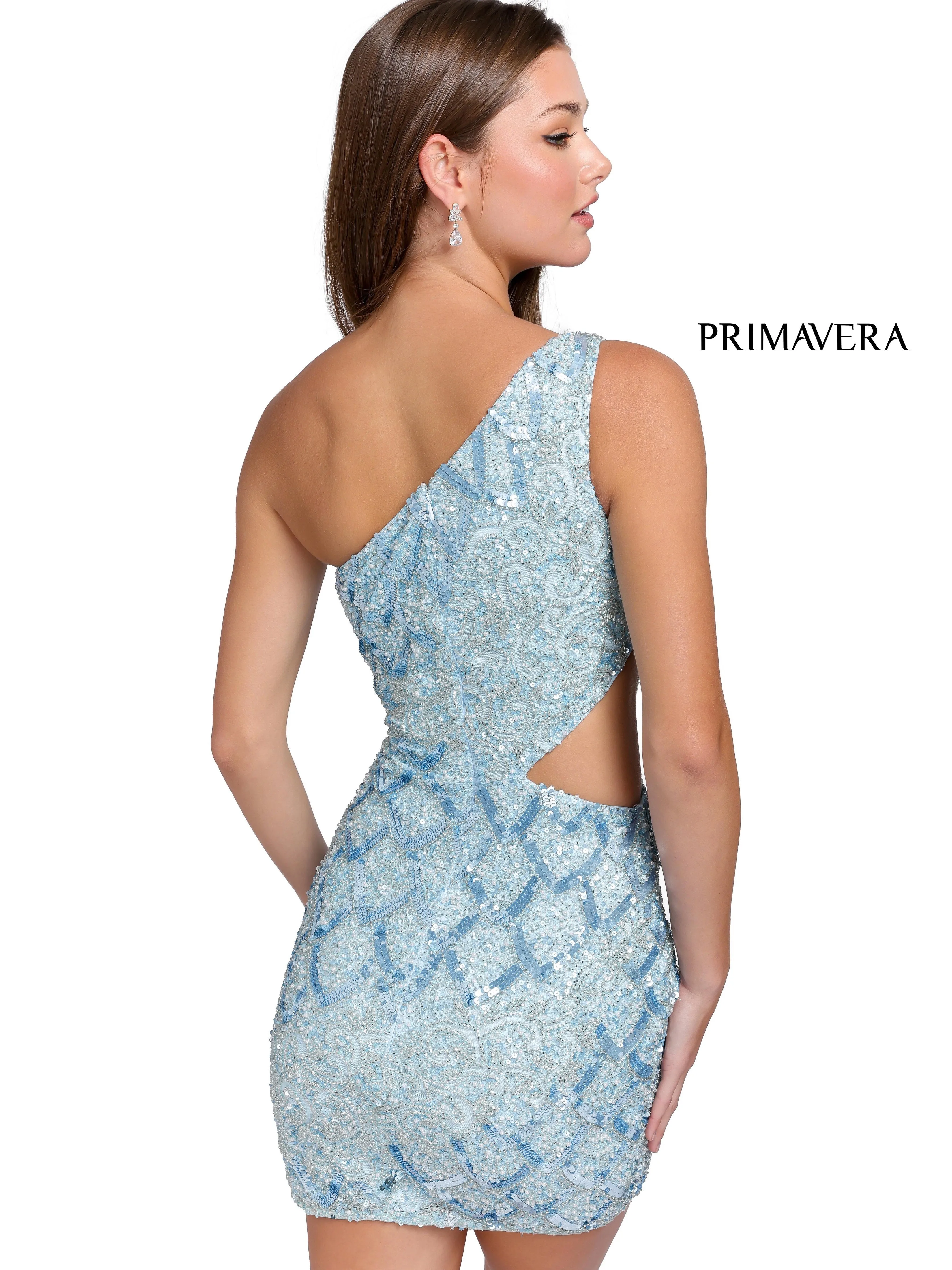 Primavera Couture 3504 Size 10 Neon Lilac Cocktail Dress Cut out One Shoulder Homecoming