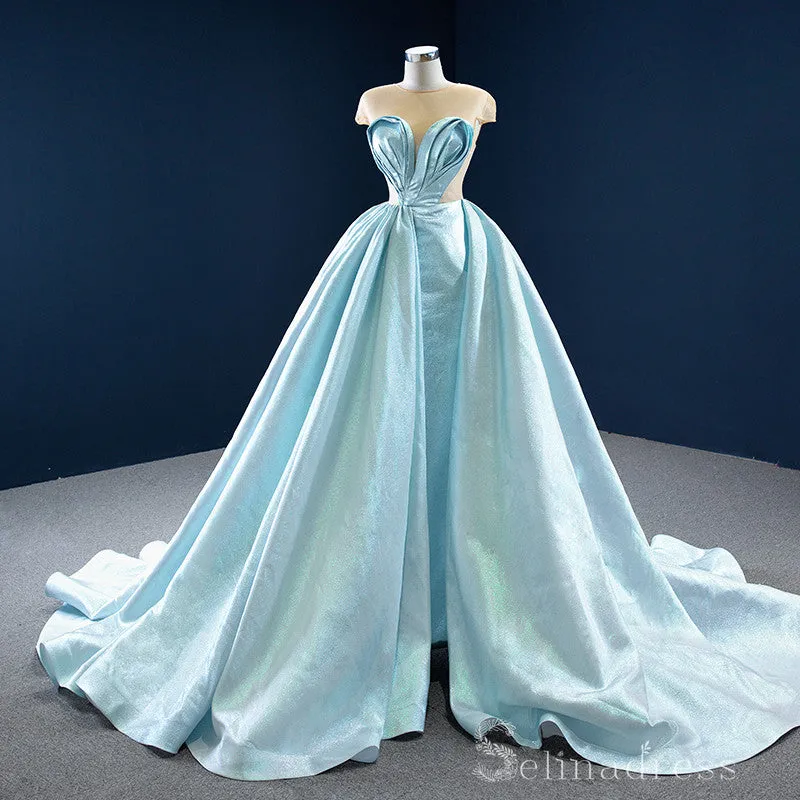 Selinadress Feature Ball Gown Luxury Sky Blue Prom Dress Evening Gowns DWH7200