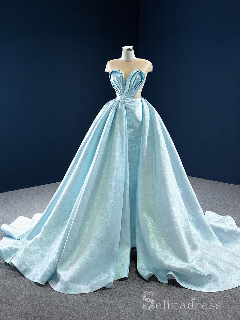 Selinadress Feature Ball Gown Luxury Sky Blue Prom Dress Evening Gowns DWH7200